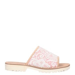 Sebastian Milano Pink and White Lace Sandals